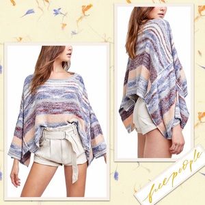 Free People Saturn Poncho Sweater in Midnight Canyon Combo ~Burgundy Purple Gold